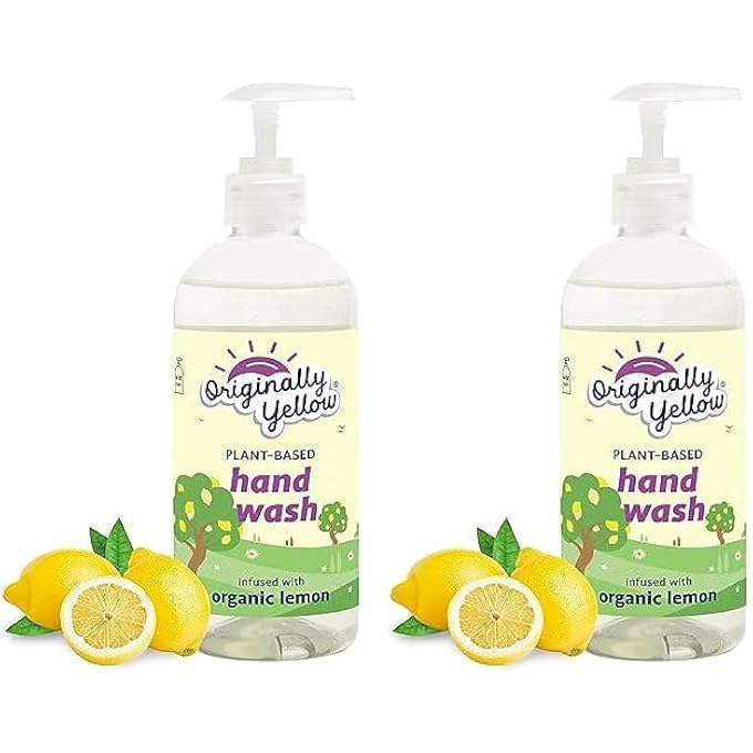PLANT-BASED HAND SOAP LIQUID ALCOHOL-FREE ALL NATURAL SOAP INFUSED WITH ORGANIC LEMON | GENTLE NATURAL HAND SOAP | PET & BABY-SAFE SOAP, 470 ML (2-PACK)